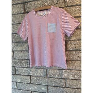 Brooks Brothers Womens Red & White Striped Cotton T-Shirt Medium